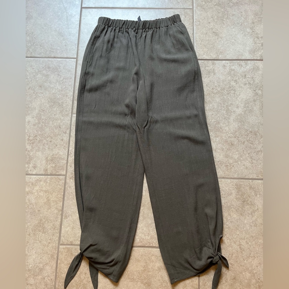 Linen olive green pants